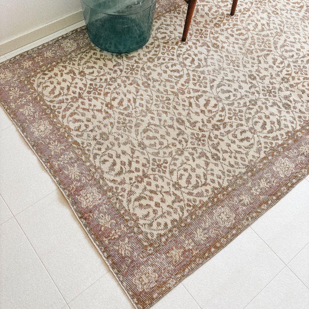 YUMMY vintage　トルコ　ヴィンテージラグ　ブラウン　パープル