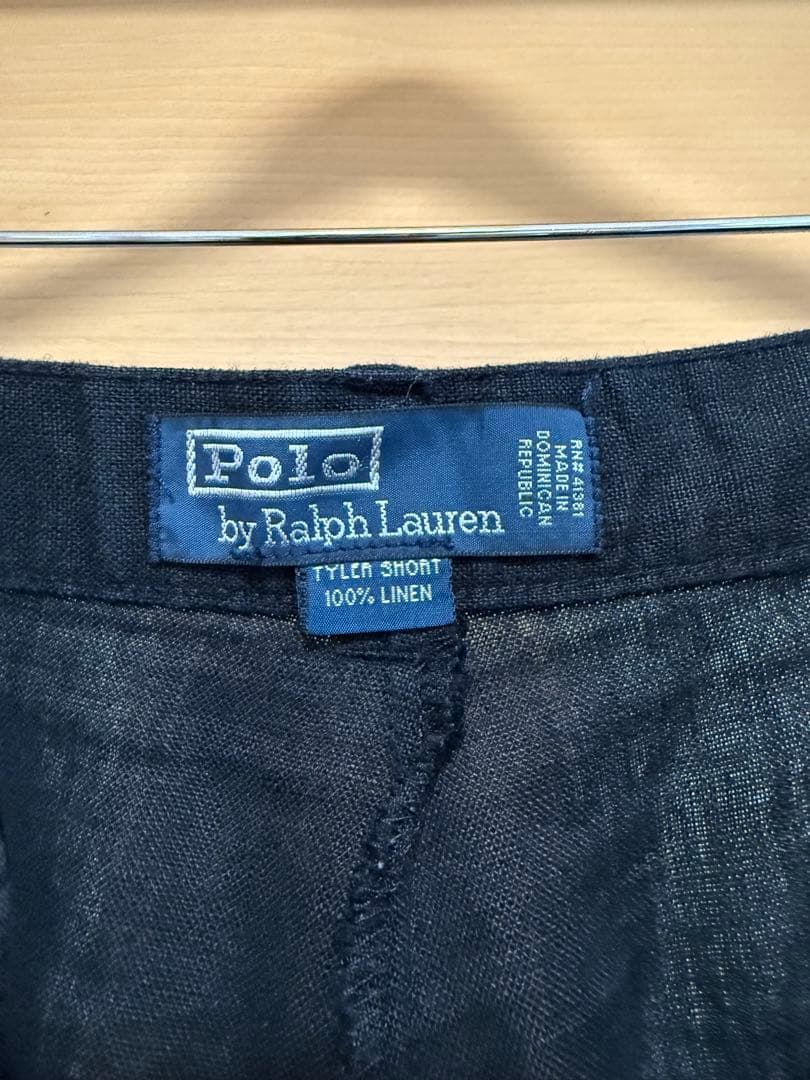 90s Polo ラルフローレン　リネン　ブラック　ショート　パンツ　黒 w35