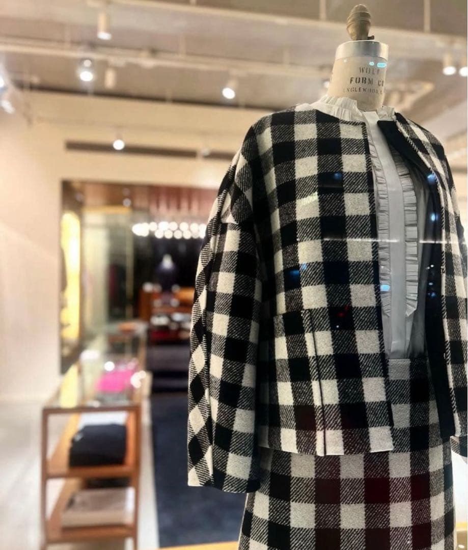 l*y様 【美品】Drawer ブロックチェック リバーシブル ノーカラー ジャ