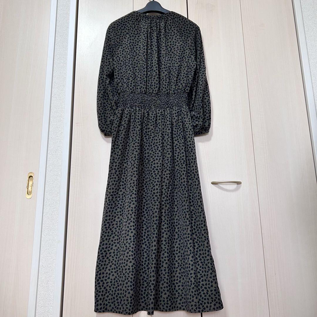 ANAYI アナイ デシンリーフプリントシャーリングワンピース 38 インナー付