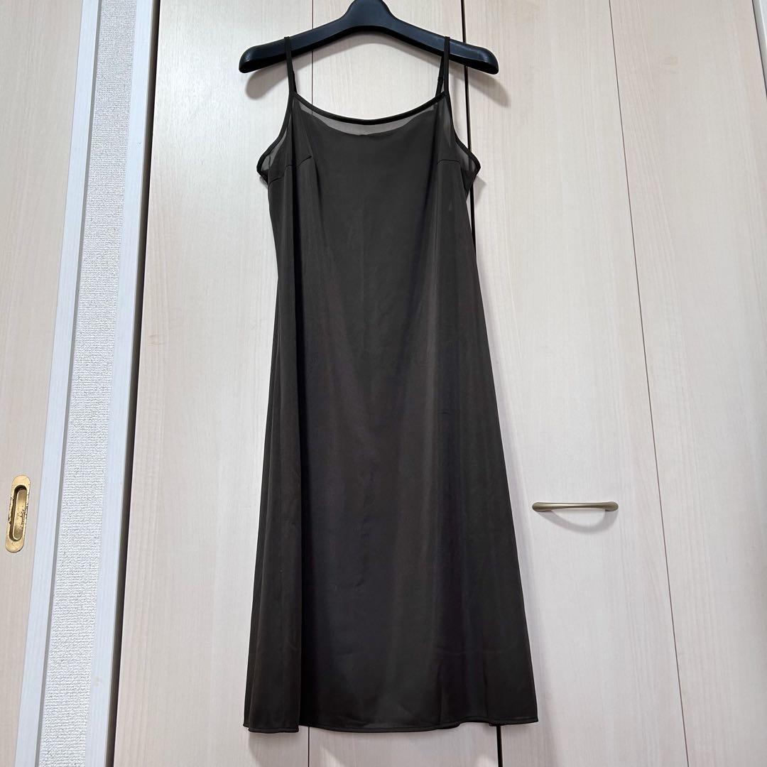 ANAYI アナイ デシンリーフプリントシャーリングワンピース 38 インナー付