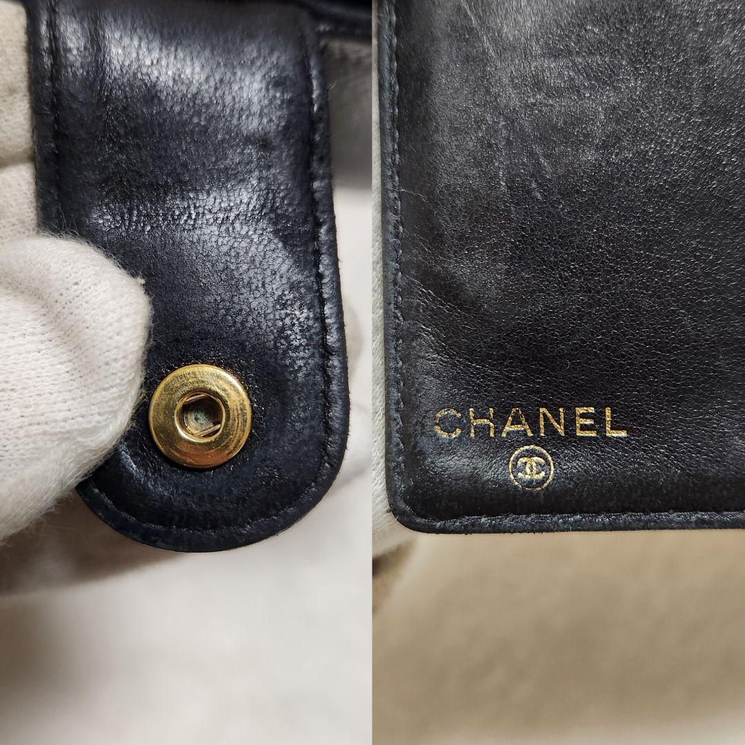 CHANEL シャネル キャビアスキン がま口　長財布　ブラック