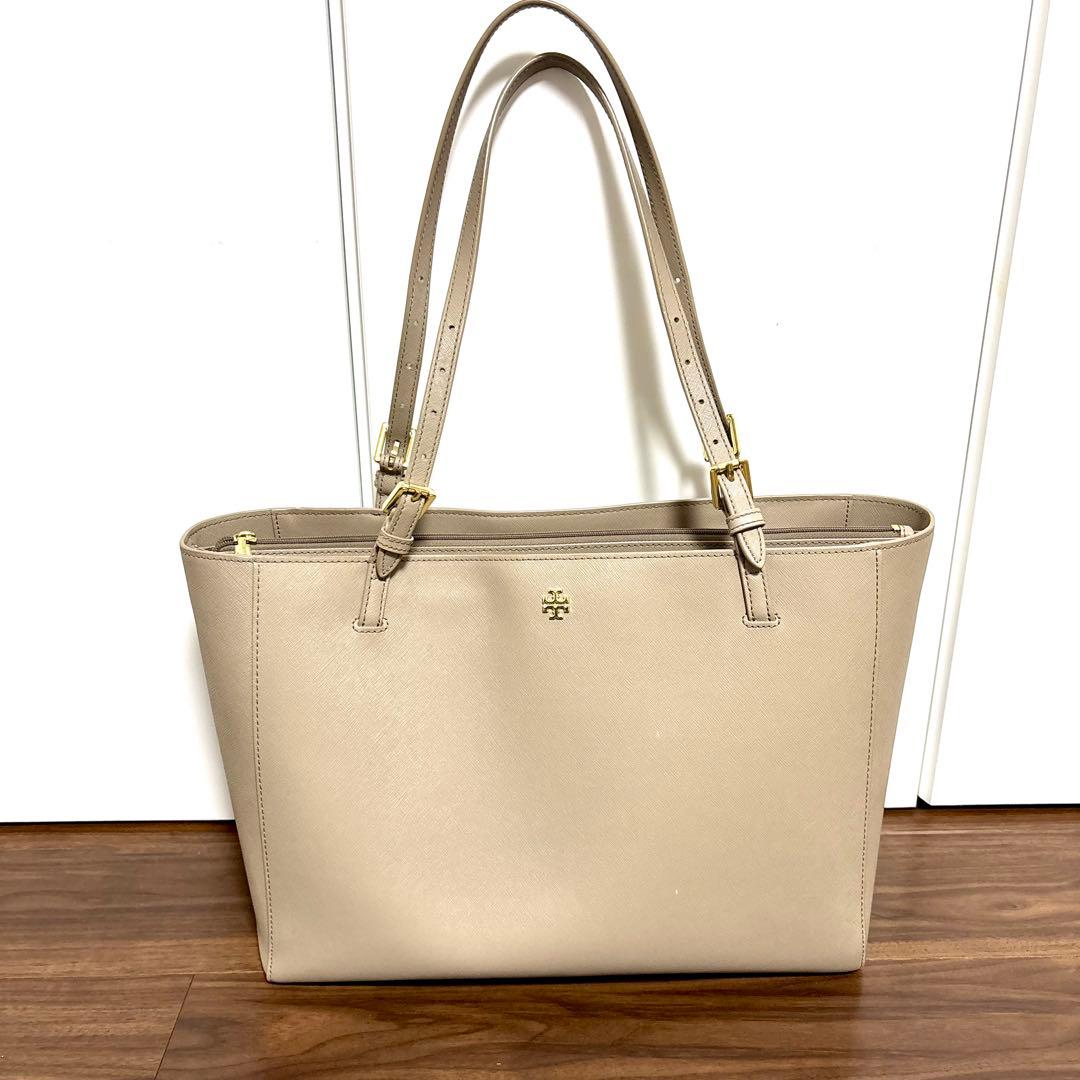 トリーバーチ　ベージュ 合成皮革 トートバッグ 大容量