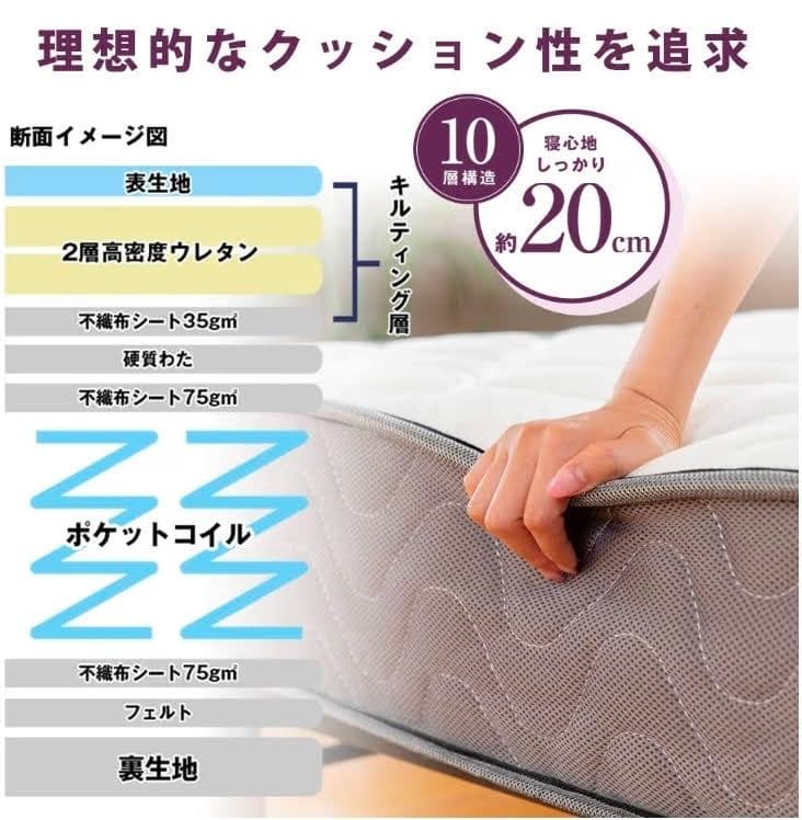 アイリスプラザ ポケットコイル マットレス ダブル コイル693個