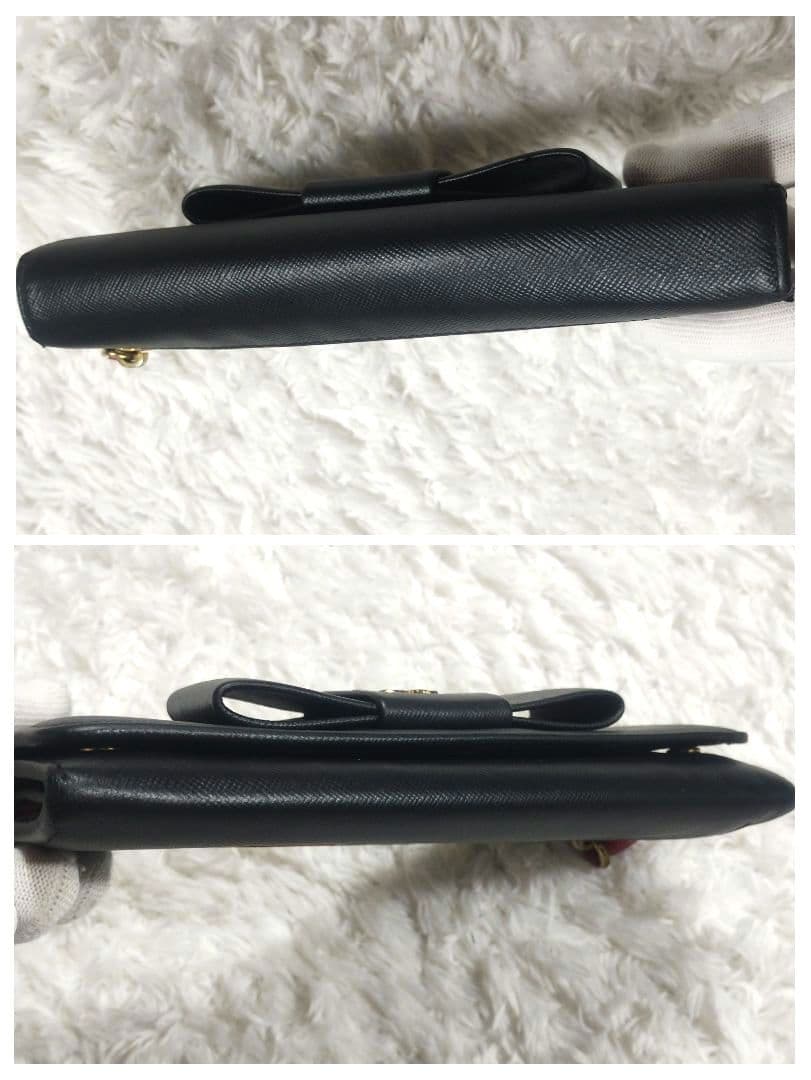 PRADA✨プラダ 長財布 サフィアーノ フィオッコ 黒 メタルロゴ リボン