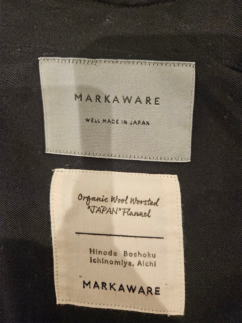 MARKAWARE 日本製 ウールフランネル ペグトップ パンツ ネイビー 1