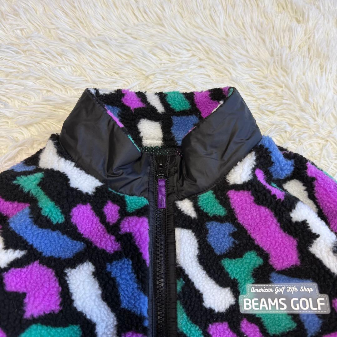 【ビームスゴルフ】美品 ボアジャケット 総柄 Lサイズ レディース