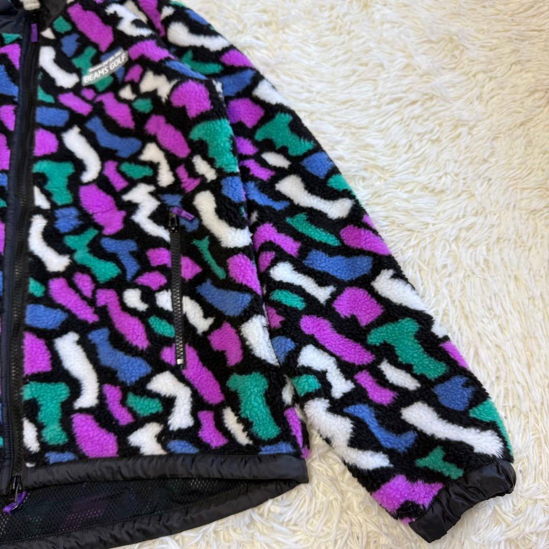 【ビームスゴルフ】美品 ボアジャケット 総柄 Lサイズ レディース