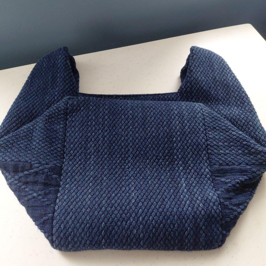 武州正藍染　手提げバッグ　小　二重刺子　濃紺