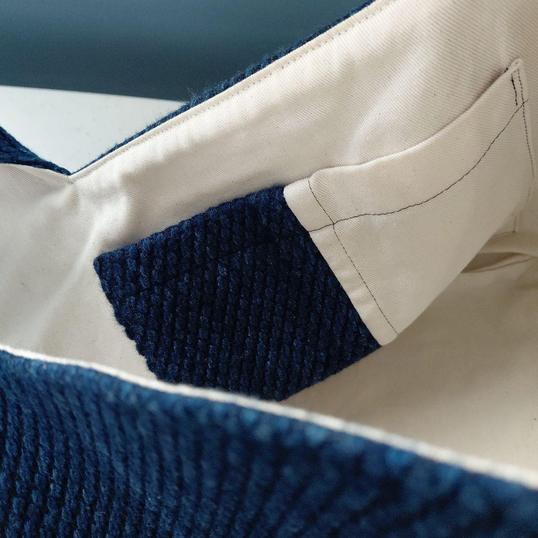 武州正藍染　手提げバッグ　小　二重刺子　濃紺