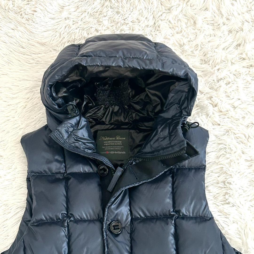 美品　キルティングダウンベスト　M 西川ダウン　ナノユニバース　　ネイビー