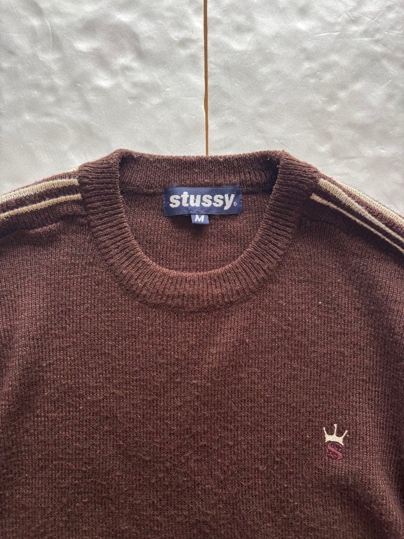 90s 00s old stussy バーバラタグ クラウン ニット セーター