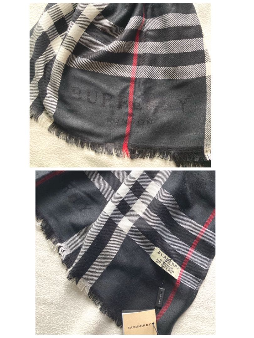 chhhneタグ付　バーバリー　カシミヤ100 ノバチェック　大判ストール