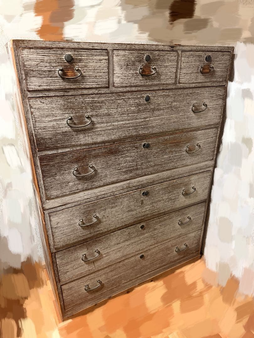 【値下げ】送料込み　中古　桐箪笥　着物　2段構成　6段引き出し