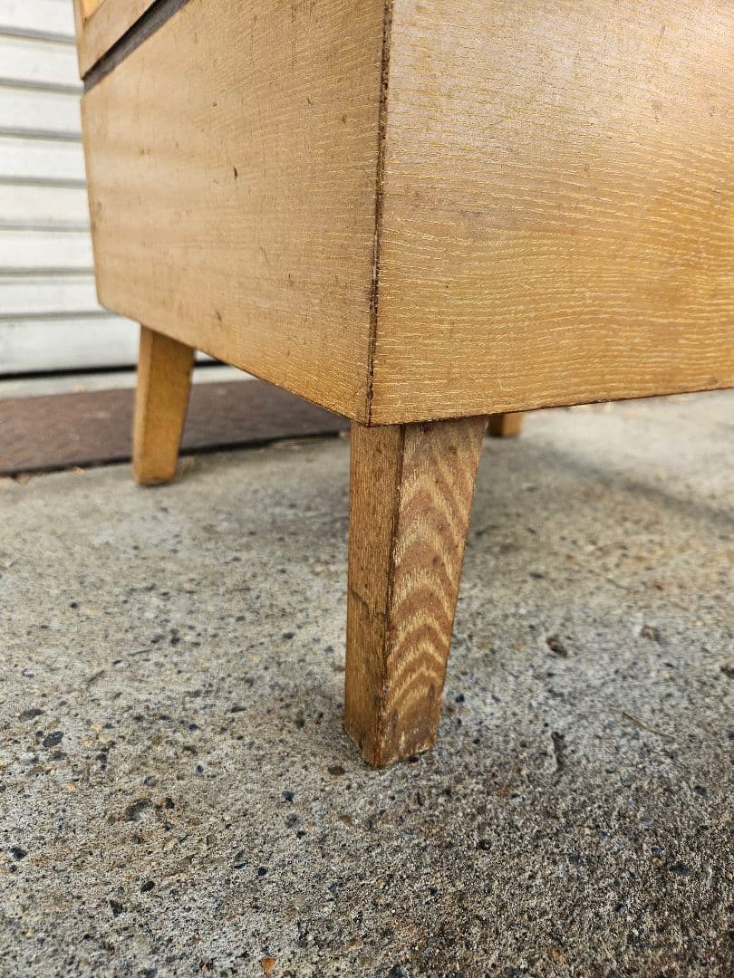 ヴィンテージ ガラスのパンケース 陳列 ショーケ－ス 飾り棚 店舗什器 無垢材