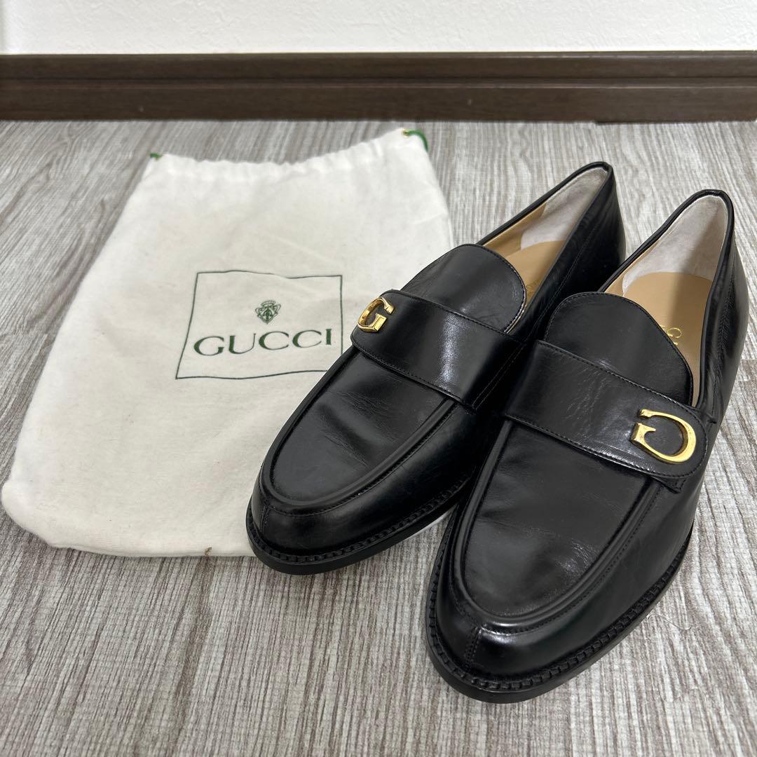 GUCCI ブラックレザー ローファー 37 1/2 c 新品