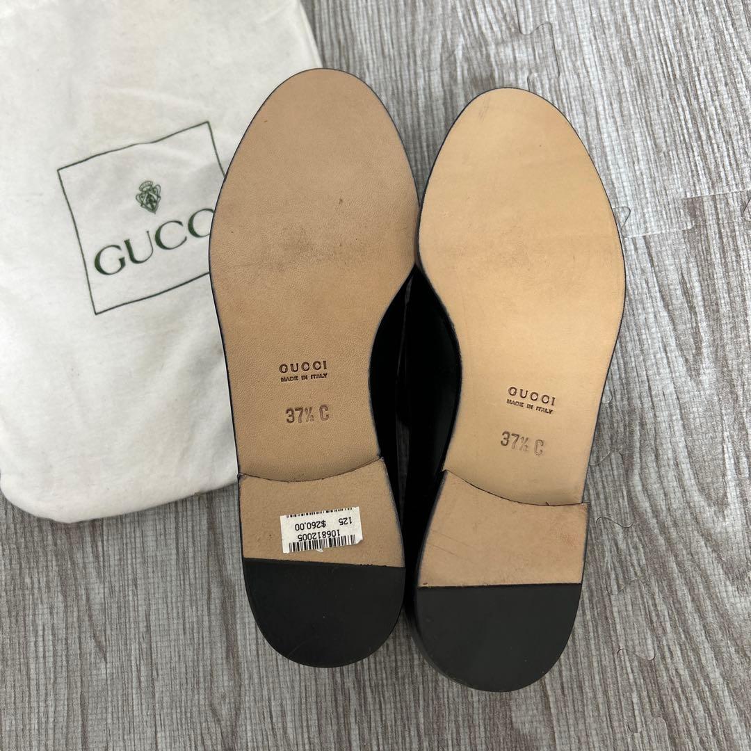GUCCI ブラックレザー ローファー 37 1/2 c 新品