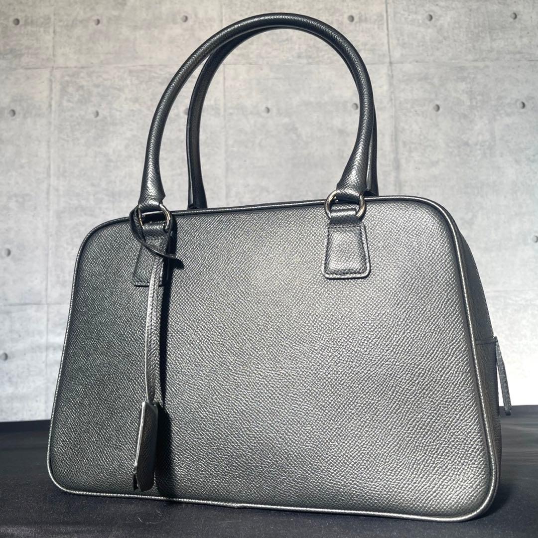 専用品WAKO 銀座和光 サフィアーノ ブラック シルバー金具ハンドバッグ