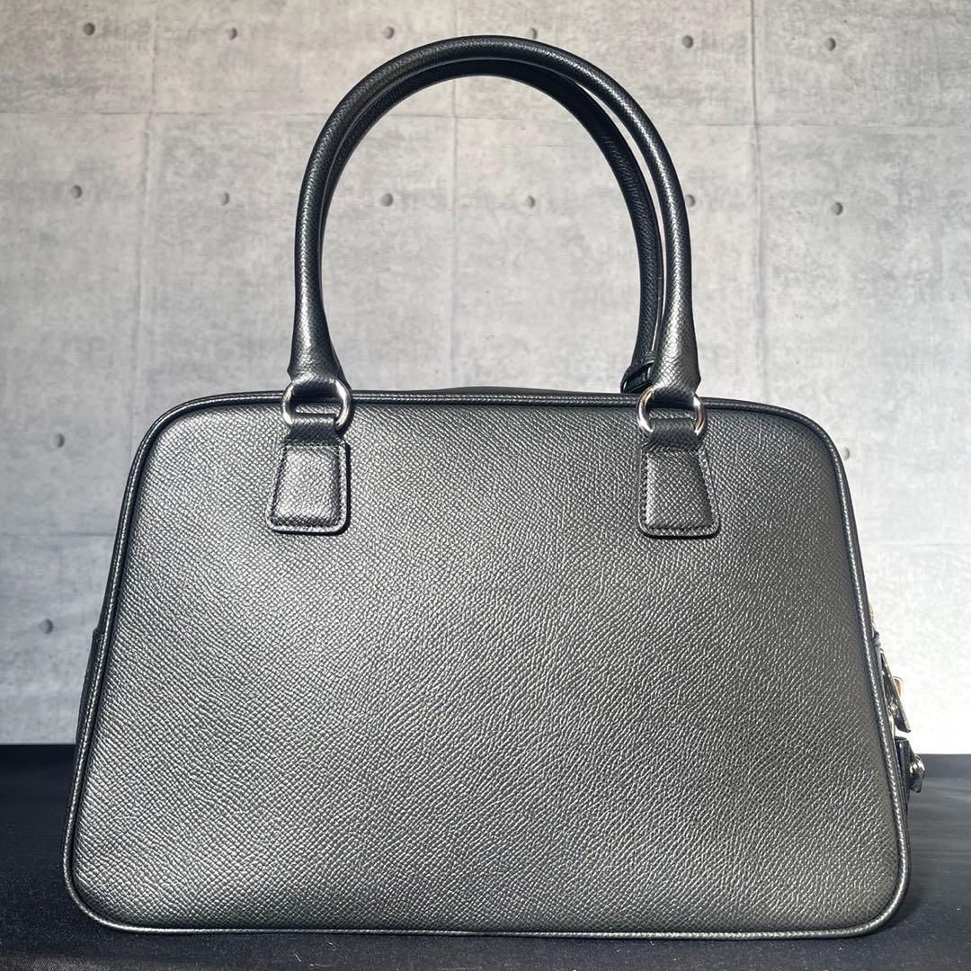 専用品WAKO 銀座和光 サフィアーノ ブラック シルバー金具ハンドバッグ