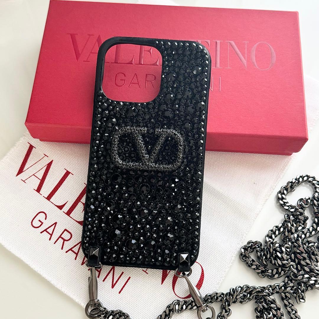 VALENTINO ビジュー ブラック iPhoneケース