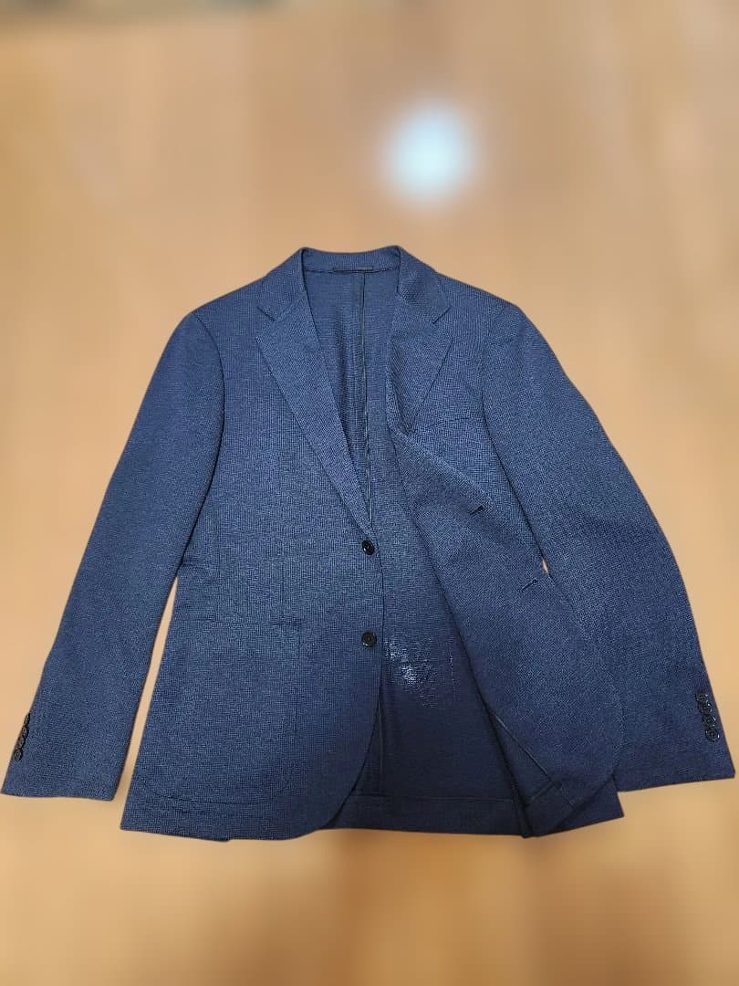 ハウンドトゥース テーラードジャケット48 ネイビー