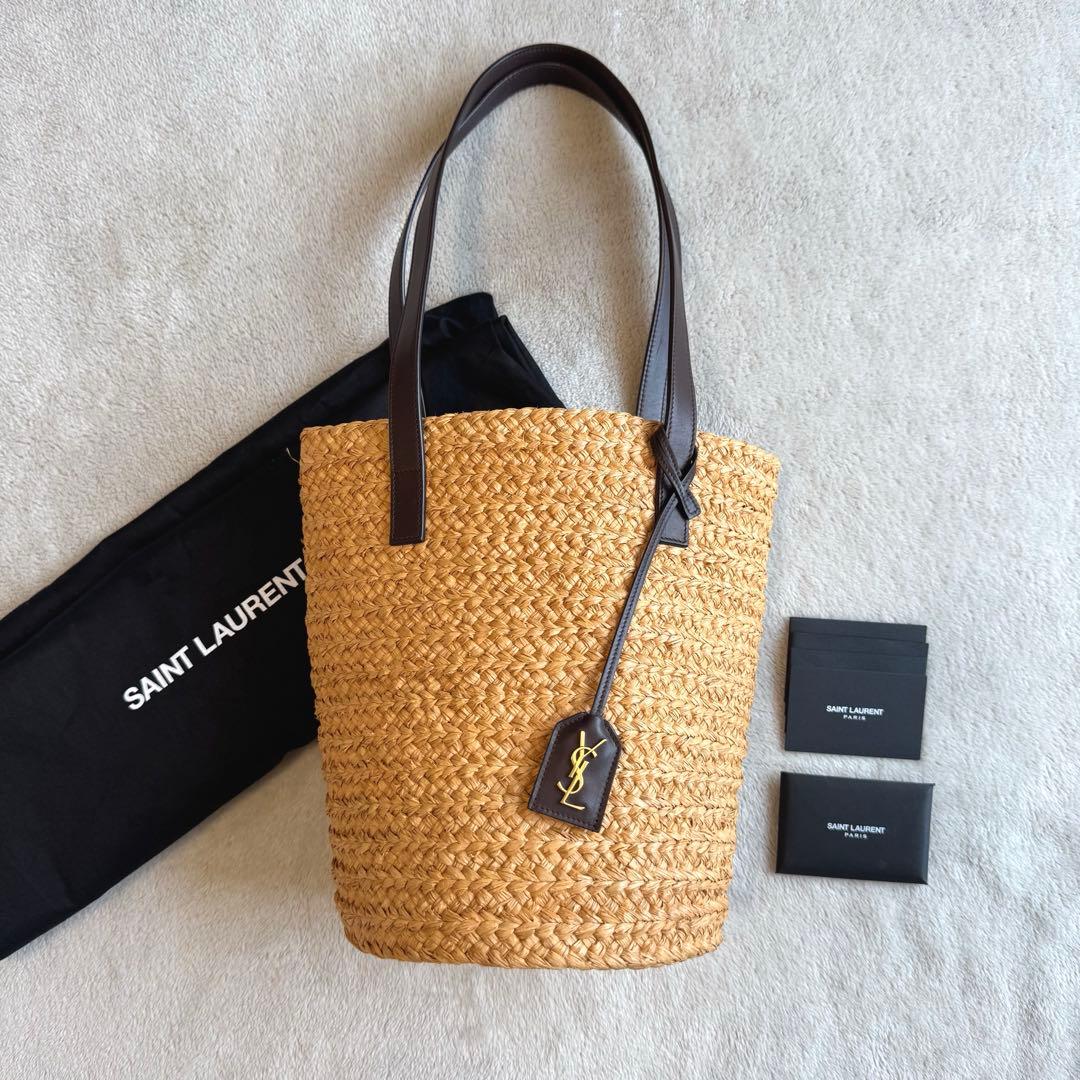 Saint Laurent サンローラン パニエ ラフィア かごバッグ トート