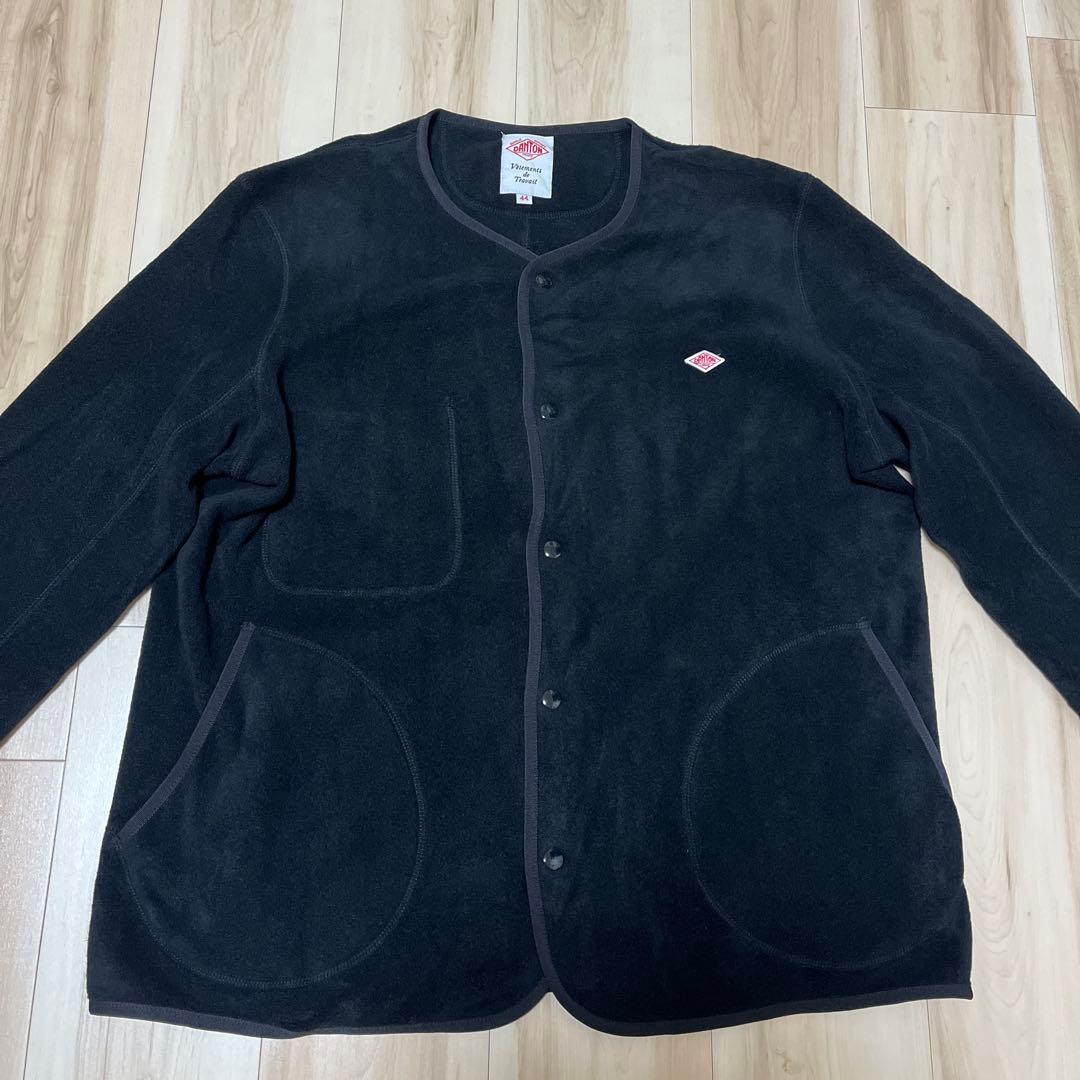 DANTON フリースノーカラージャケット　サイズ44 ブラック