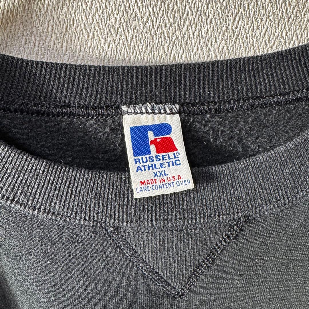 M*i様 希少 90s USA製 RUSSELL PLAIN 無地 前V ブラッ