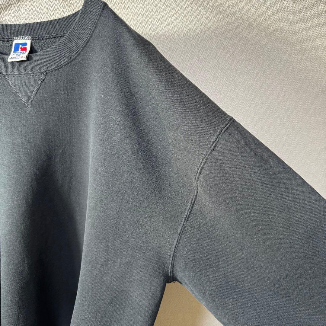 M*i様 希少 90s USA製 RUSSELL PLAIN 無地 前V ブラッ