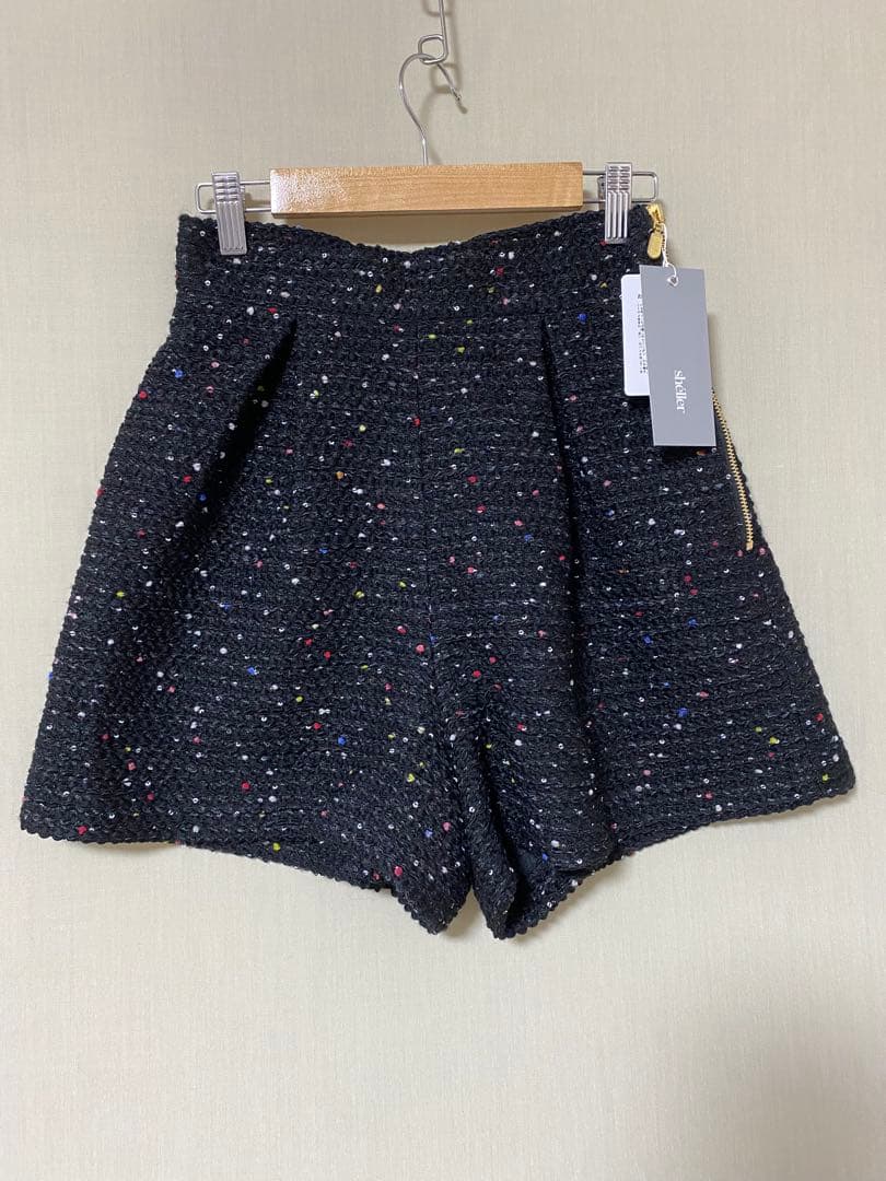 新品　sheller Dot tweed zip short pants M