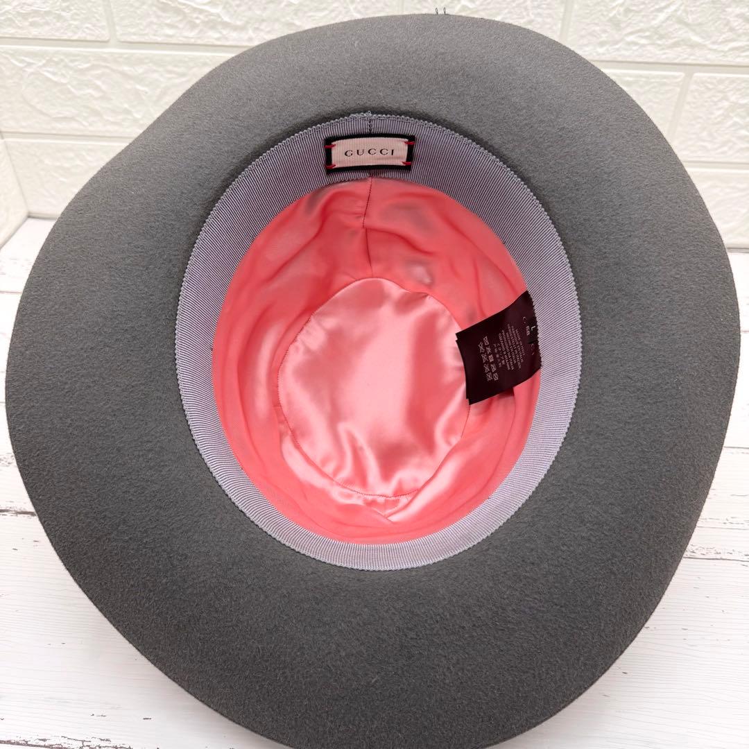 極美品　グッチ　キャット　うさぎフェルトハット　帽子 Lサイズ