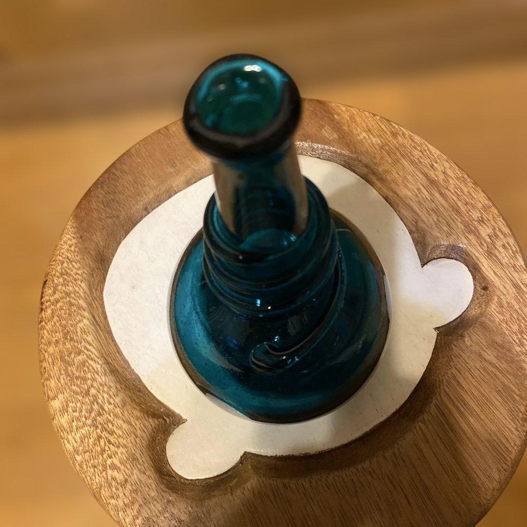 [まーる]倉敷ガラス　小谷真三　青巻付瓶　小瓶