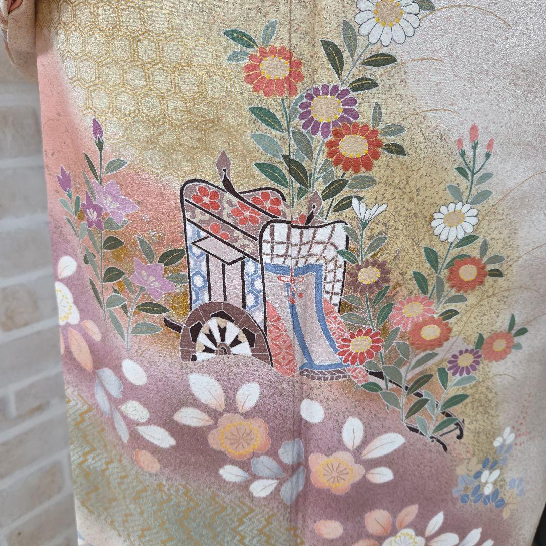 訪問着4点フルセット、着物、袋帯、帯締め、帯揚げ トールサイズ対応