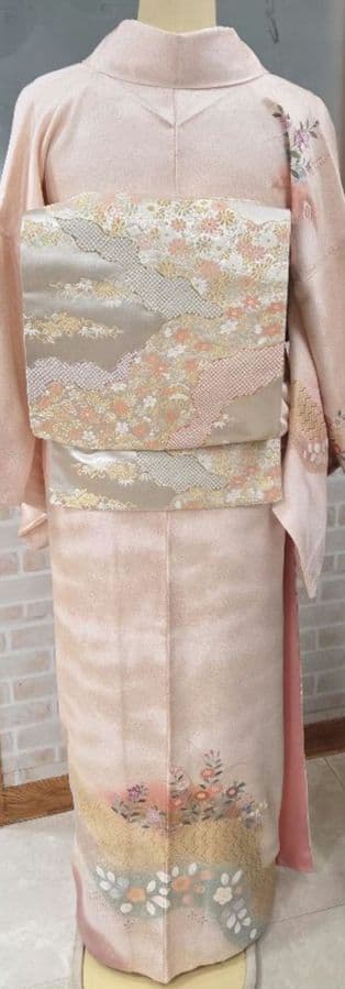 訪問着4点フルセット、着物、袋帯、帯締め、帯揚げ トールサイズ対応