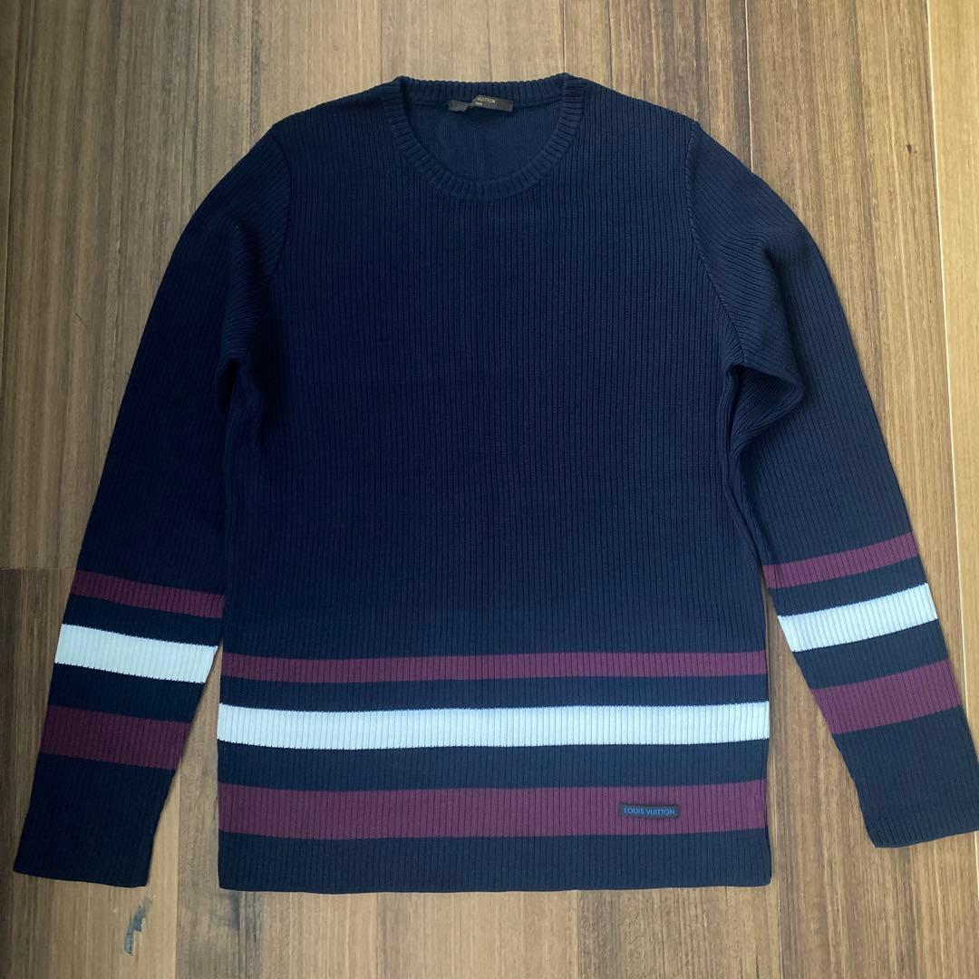 美品　VUITTON メンズ　ニット　セーター　L ネイビー