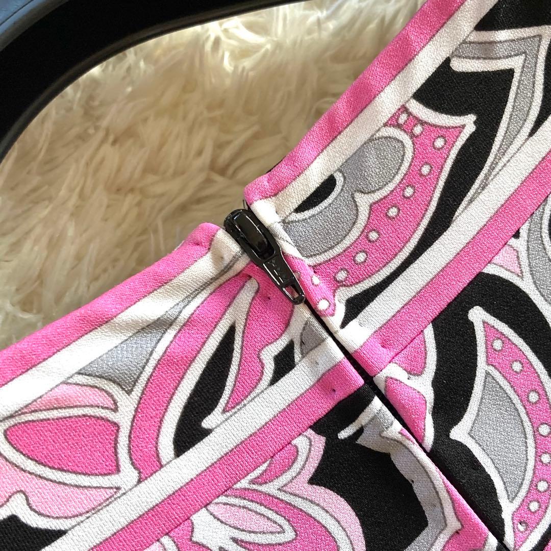 【現行タグ】レオナール カンカン チュニック フラワートリム 花柄 幾何学模様