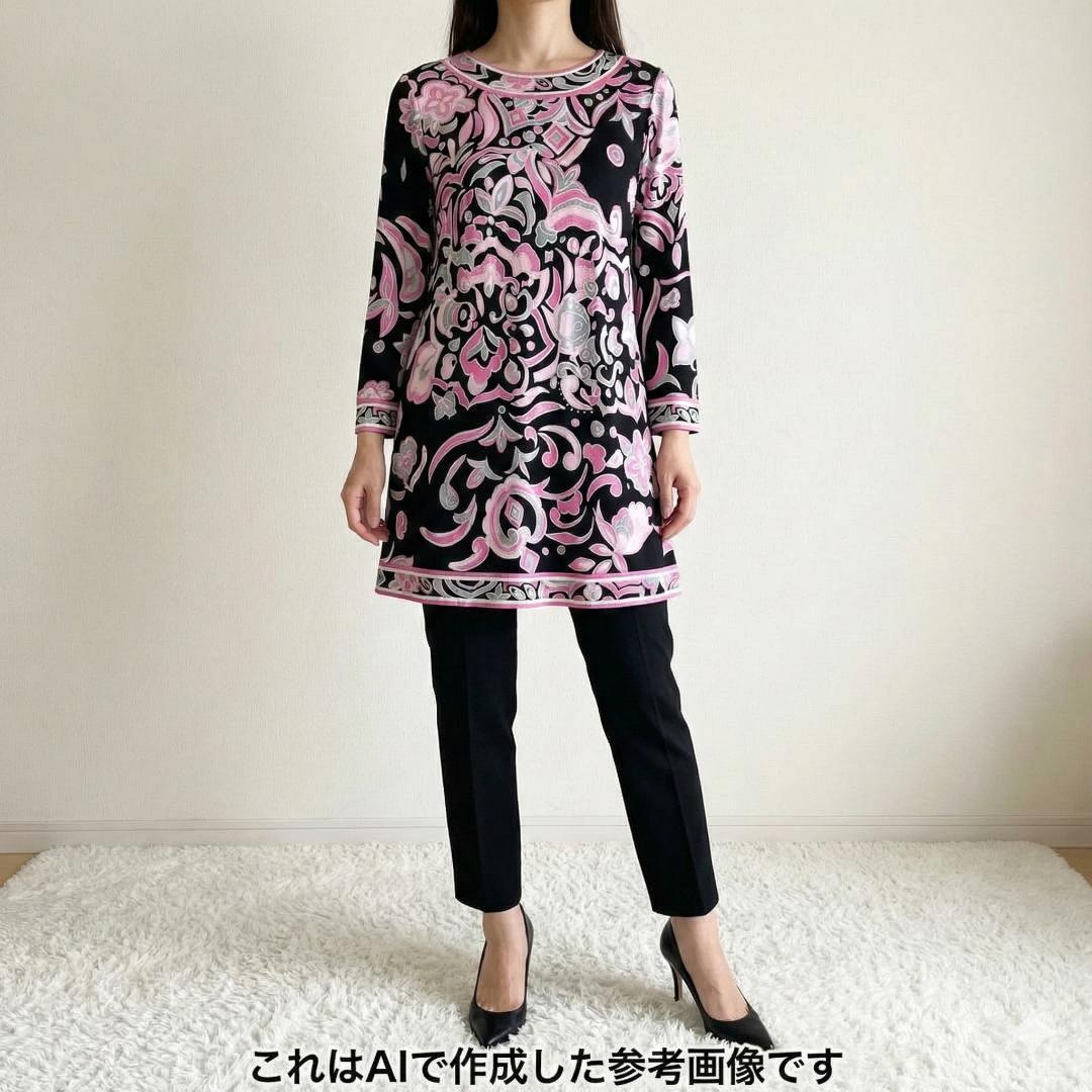 【現行タグ】レオナール カンカン チュニック フラワートリム 花柄 幾何学模様