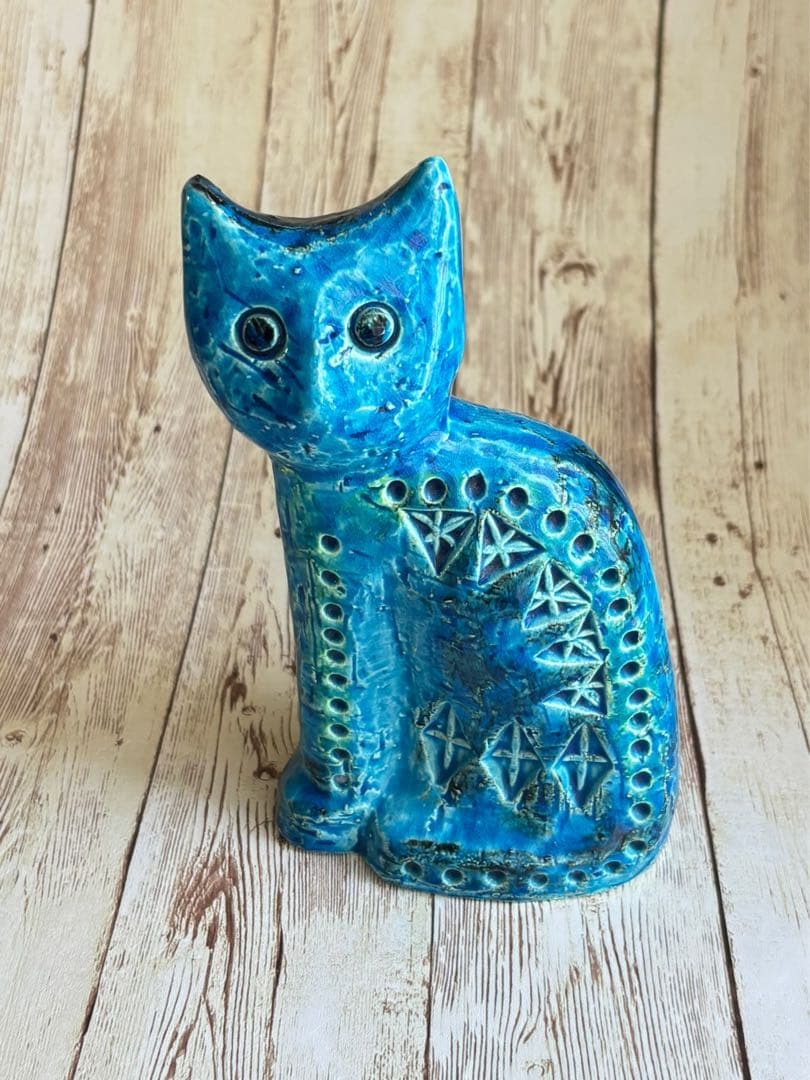 値下げ大特価⭐︎Bitossi（ビトッシ）FLAVIA青い猫の陶器置物＆灰皿