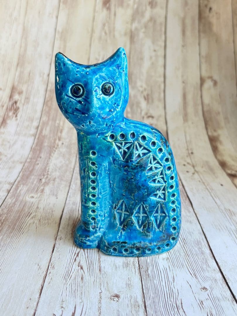 値下げ大特価⭐︎Bitossi（ビトッシ）FLAVIA青い猫の陶器置物＆灰皿