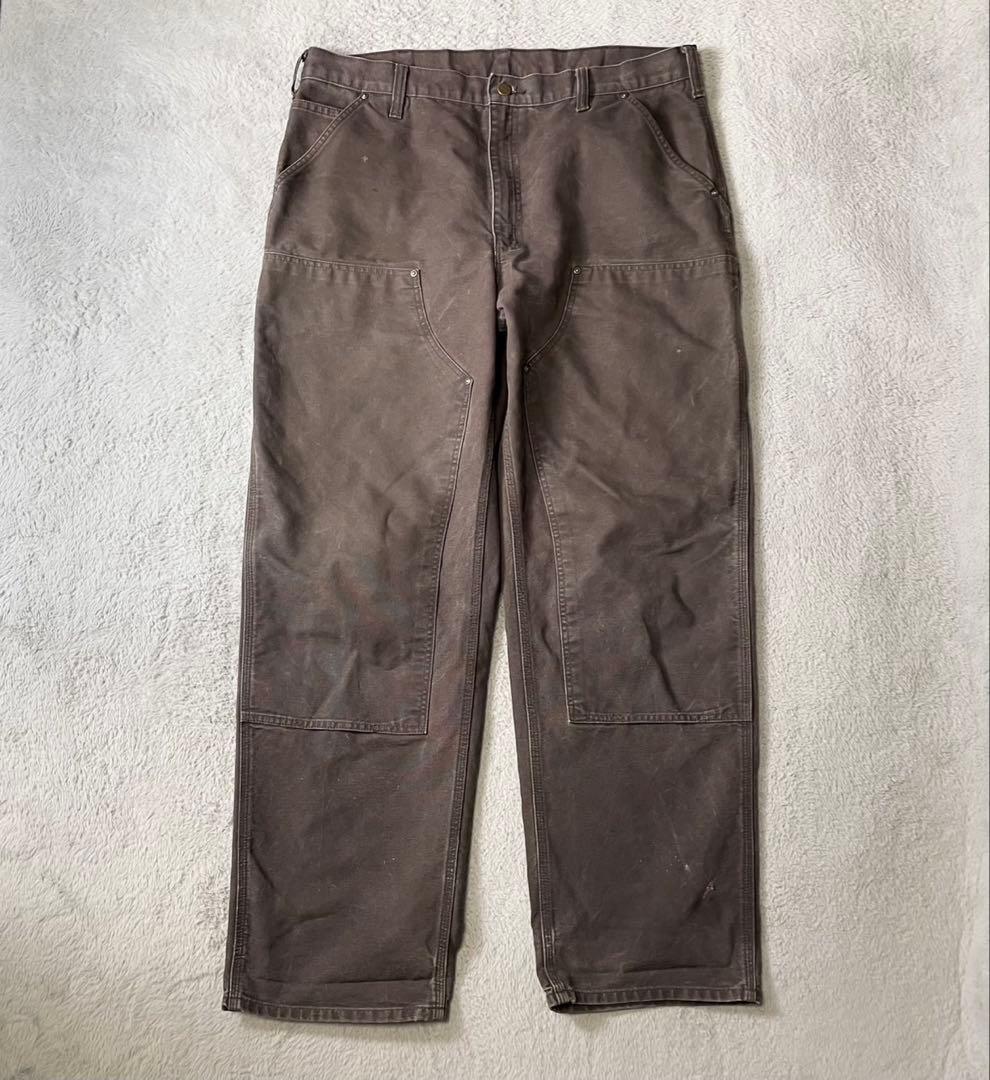 神フェード★カーハート ダブルニーダックパンツ 茶 38×34 デカ履きに抜群