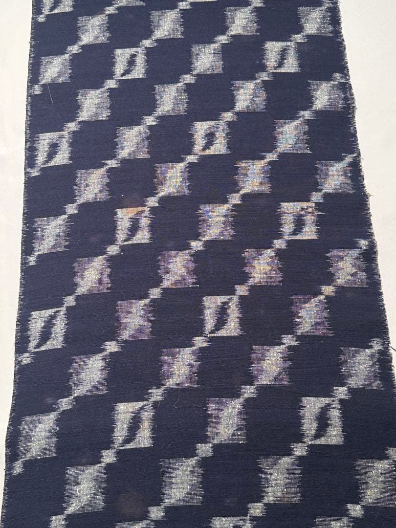 [ちびまるこ] 綿　反物　藍染　藍色　絣　紺　青　証紙付き　紬