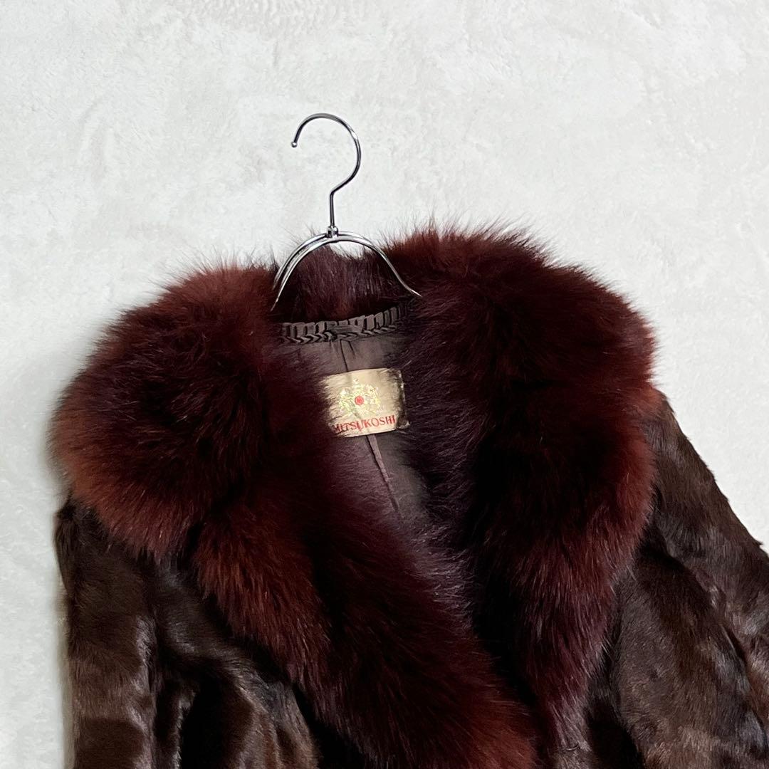 MITSUKOSHI ミンク毛皮 SAFURON サフロン ロングコート 13号