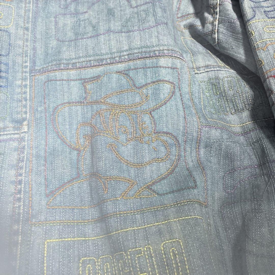 アンジェロ刺繍入りライトブルーデニムジャケットLL