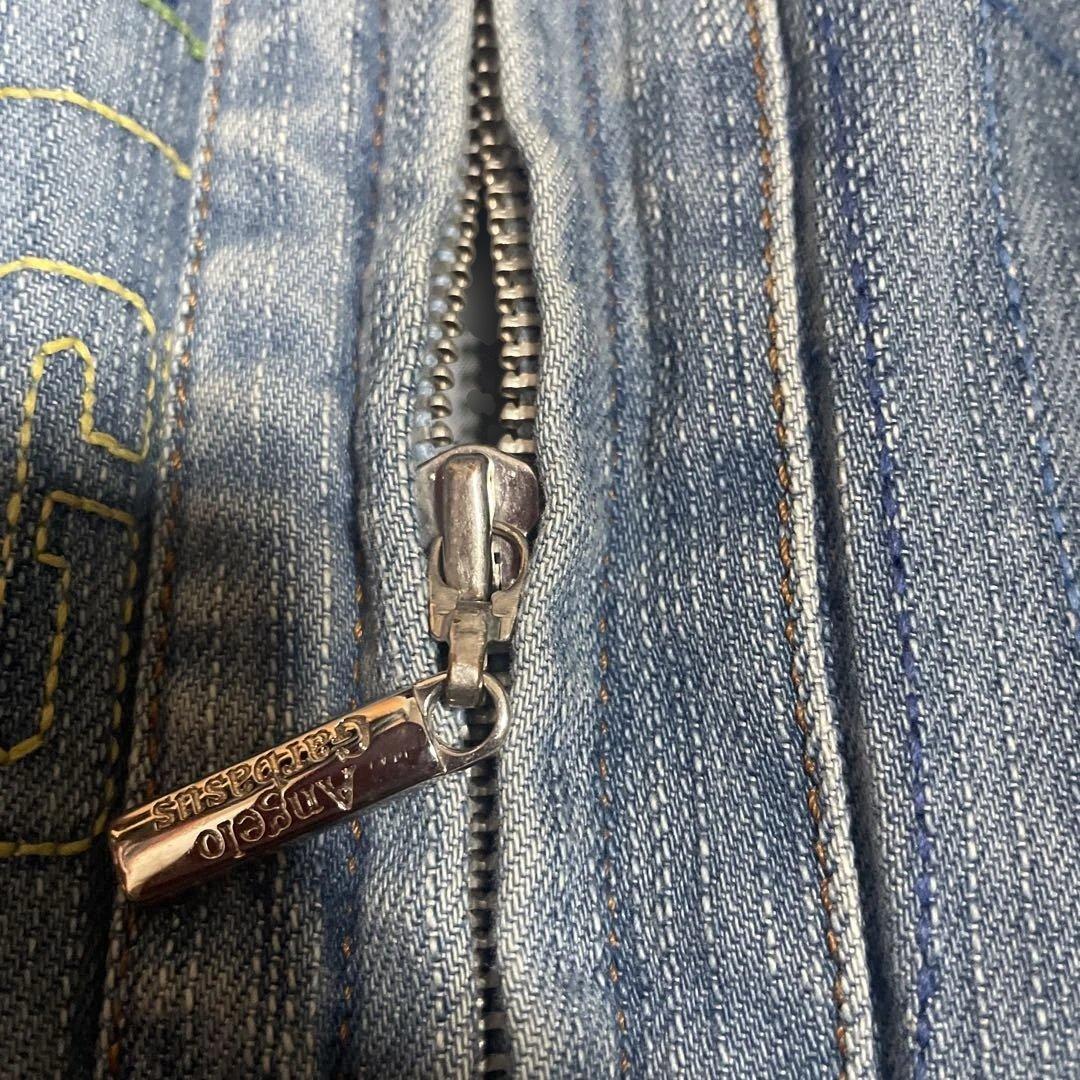アンジェロ刺繍入りライトブルーデニムジャケットLL