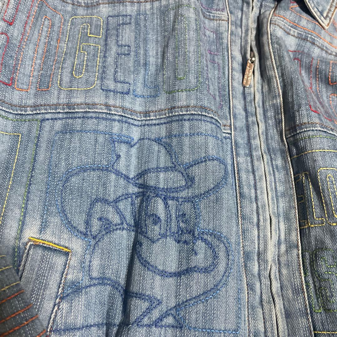 アンジェロ刺繍入りライトブルーデニムジャケットLL