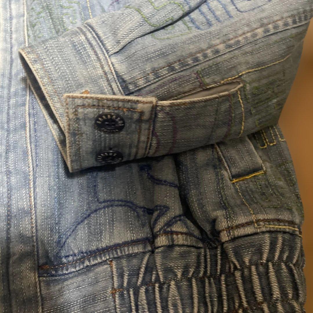 アンジェロ刺繍入りライトブルーデニムジャケットLL