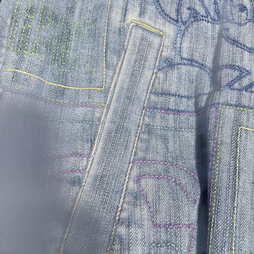 アンジェロ刺繍入りライトブルーデニムジャケットLL