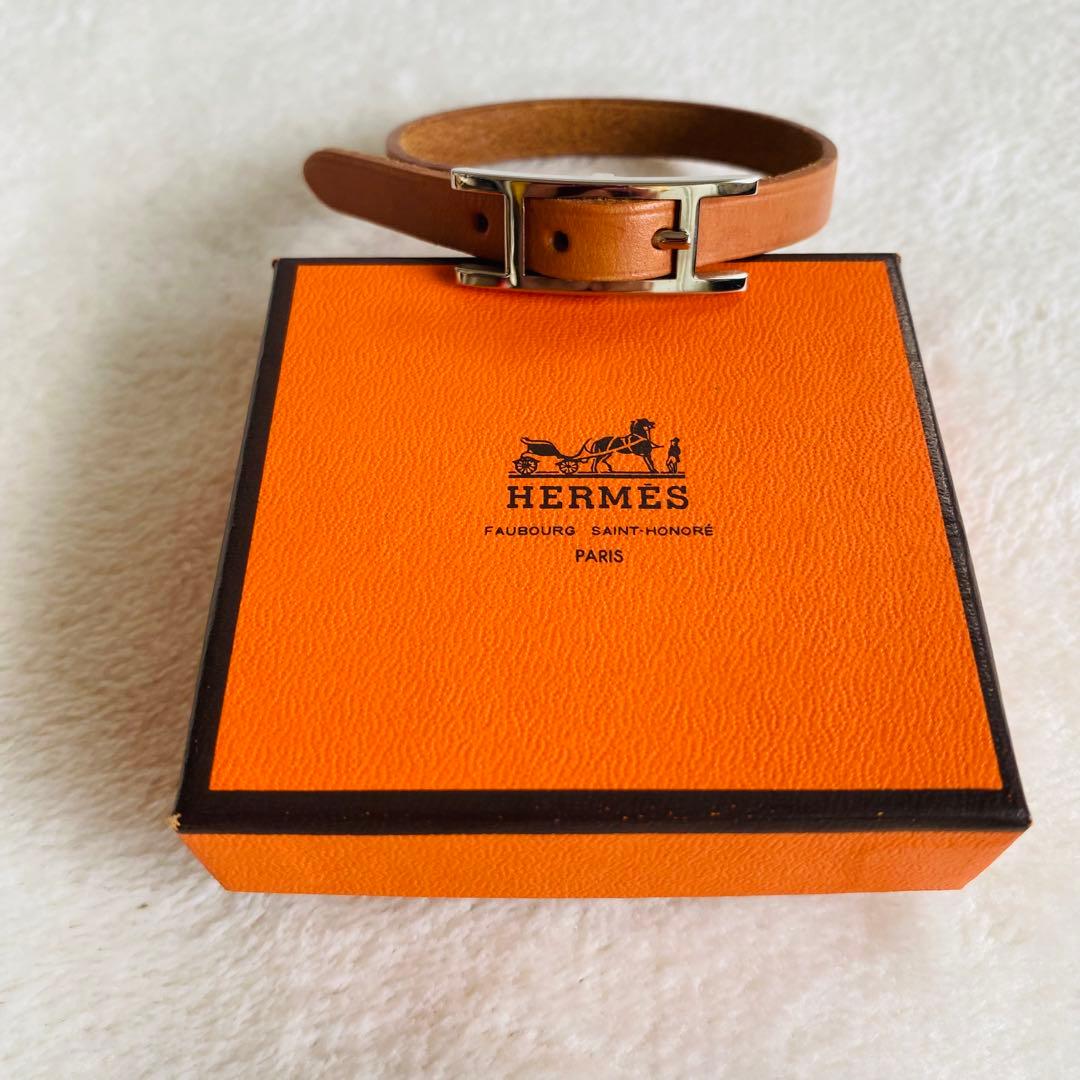 エルメス HERMES レザーブレスレット Hモチーフ アピ 美品 箱付