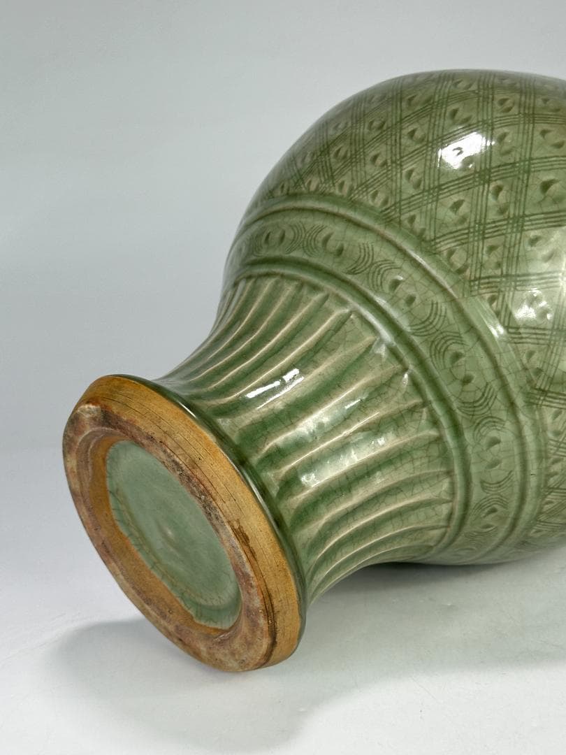 中国美術　龍泉窯　天龍寺　青磁　七官　花瓶　花器　時代　古物　唐物　明時代？