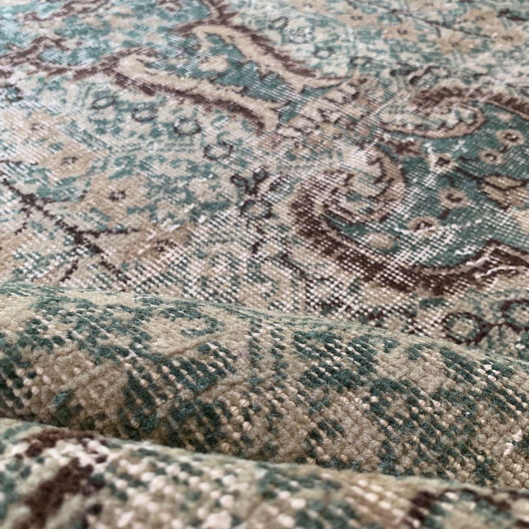 超大判　269×150宝石メダリオン　ピーコックグリーン　トルコヴィンテージラグ